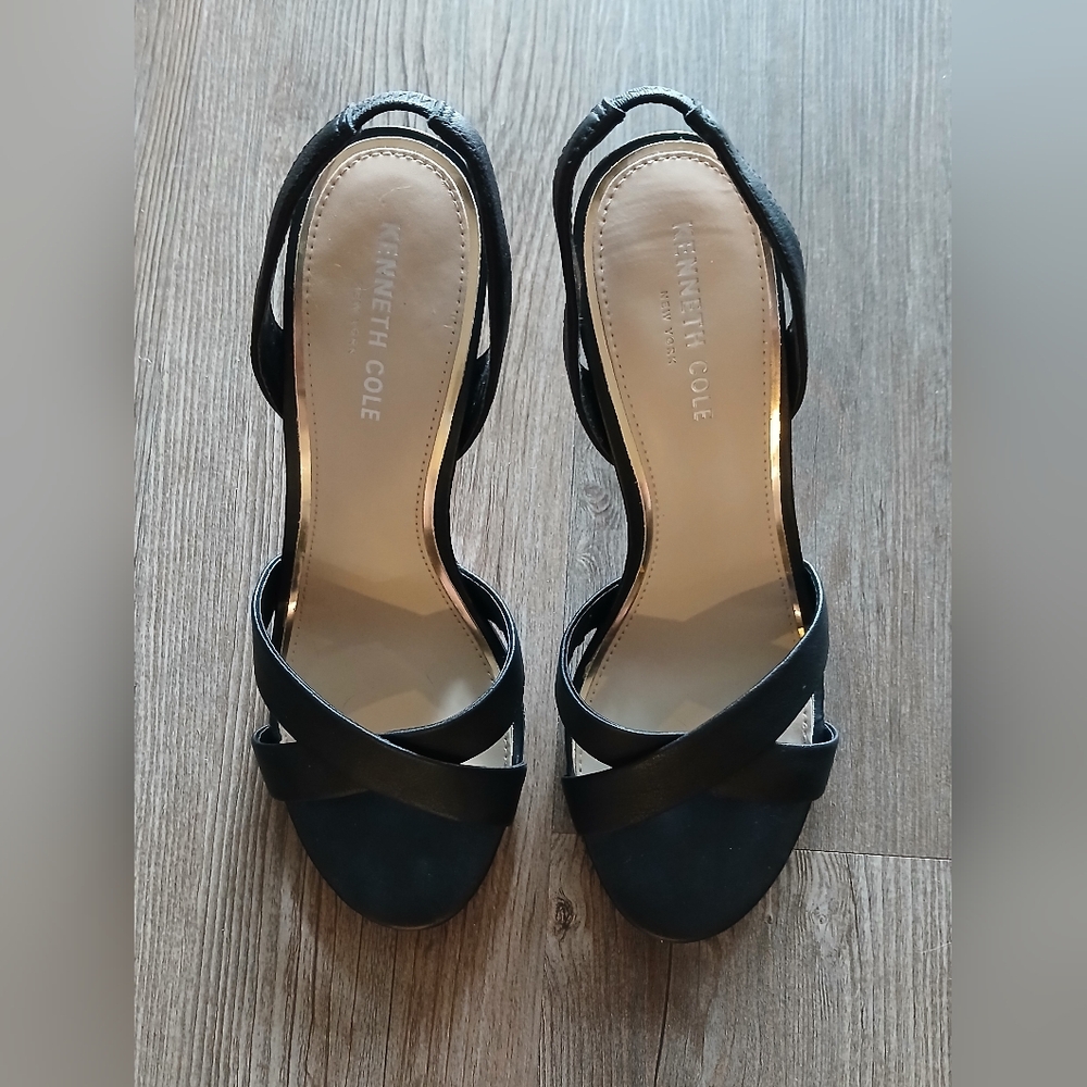 Kenneth Cole NY/Blk Leather Sling back, Size 8.5M